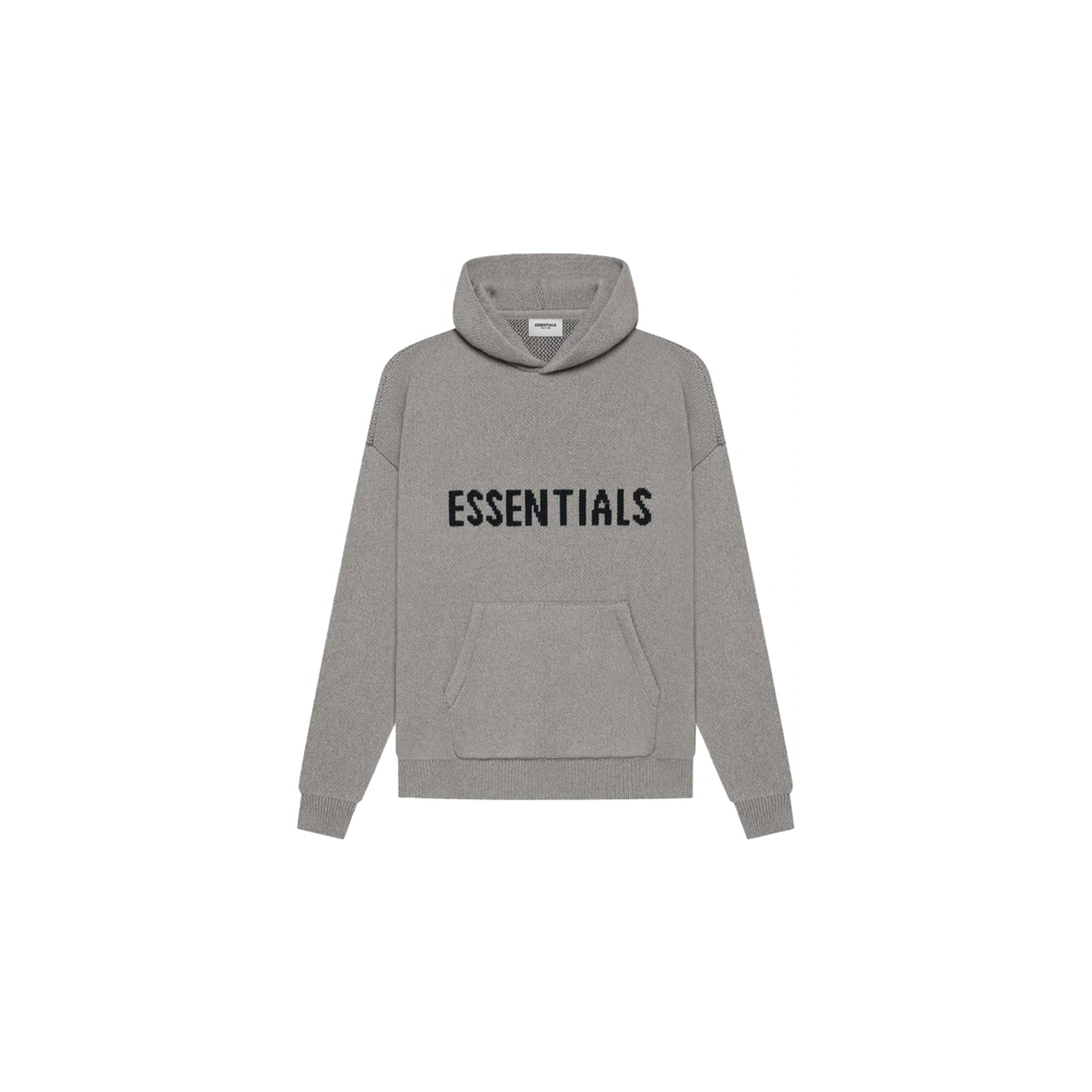 FEAR OF GOD ESSENTIALS KNIT PULLOVER HOODIE DARK HEATHER OATMEAL (SS21)